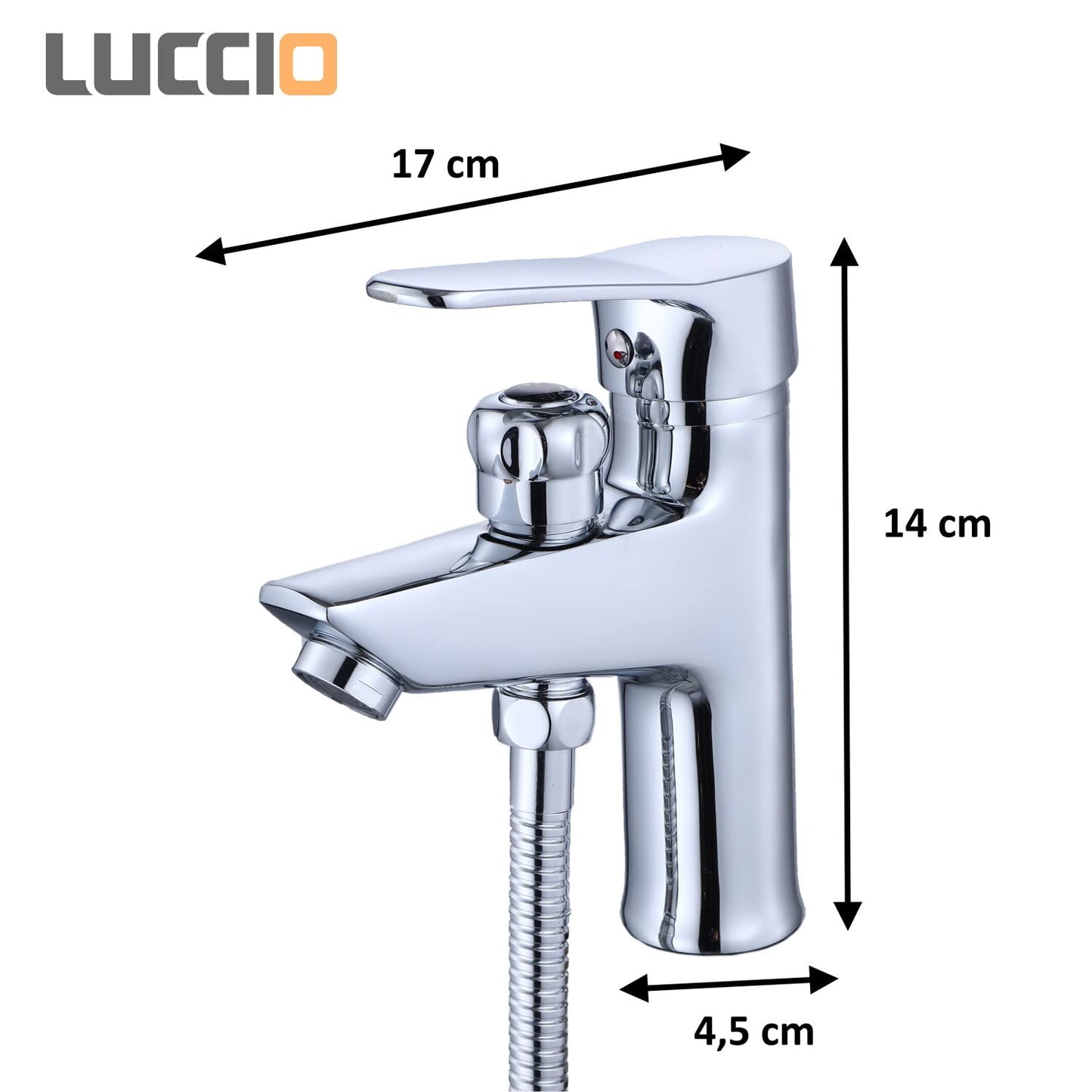ZXC washbasin faucet with diverter for shower, high-quality single-lever washbasin mixer including shower set in chrome.