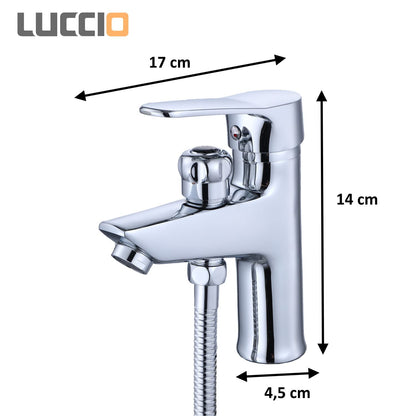 ZXC washbasin faucet with diverter for shower, high-quality single-lever washbasin mixer including shower set in chrome.