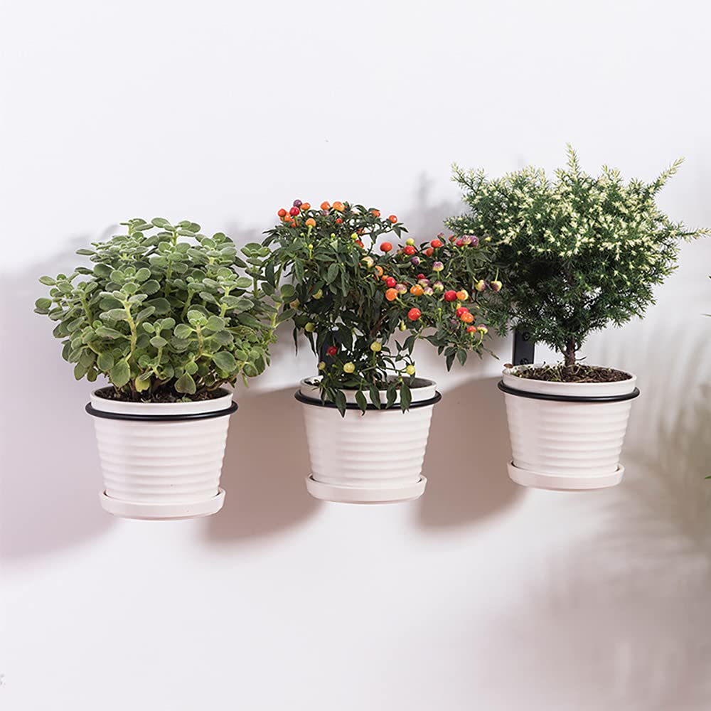 3 pieces Flower Pot Wall Mounted Holder, Foldable Plant Pot Holder Wall, Metal Plant Pot Holder Pot Ring Hook, Used for Home Garden Balcony Outdoor Plant Pot Holder Wall (17.5 x 15 x 6.2 cm)