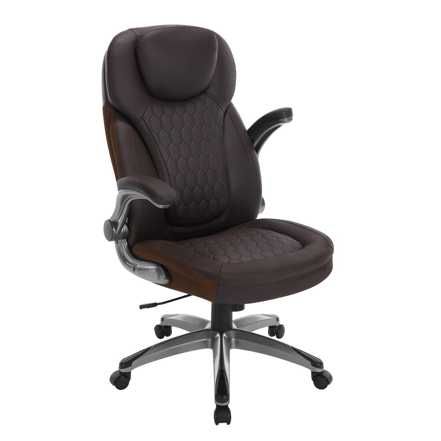 WOLTU office chair 200kg, ergonomic desk chair, executive chair with headrest armrests, height adjustable office chair for office conference room, faux leather, brown