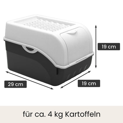 ARTECSIS Potato Storage Box white 2-pack I Vegetable box Potato box with lid for approx. 4 kg of potatoes + 6 stickers with vegetable types