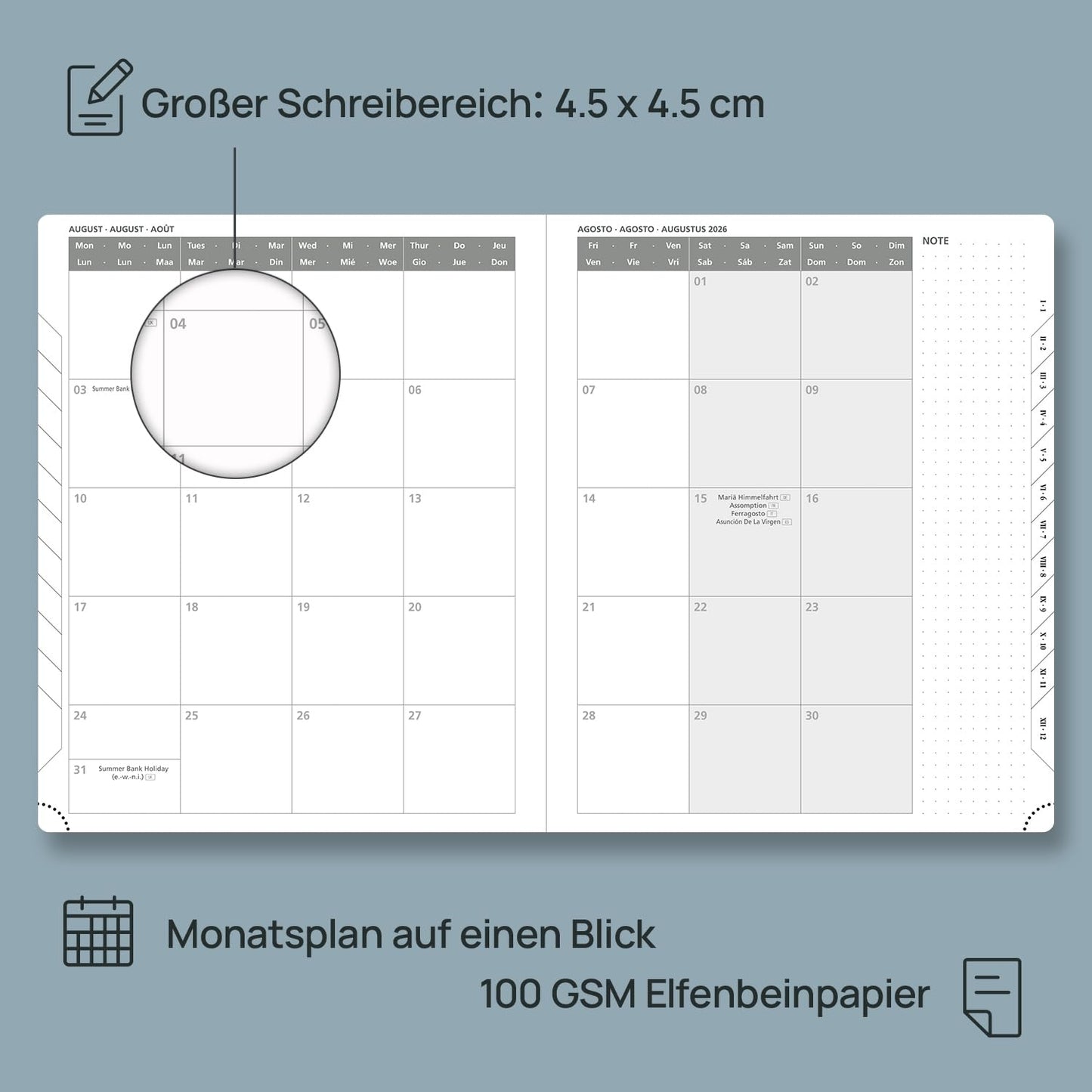 POPRUN Calendar 2026 Book calendar Softcover with PU leather, approx. A4 (26.5 x 21.5 cm) - Appointment planner, weekly planner notebook (Jan. 2026-Dec. 2026) with 100 GSM paper