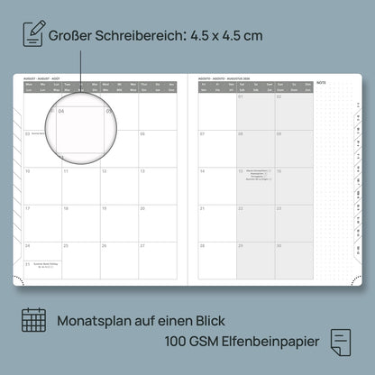 POPRUN Calendar 2026 Book calendar Softcover with PU leather, approx. A4 (26.5 x 21.5 cm) - Appointment planner, weekly planner notebook (Jan. 2026-Dec. 2026) with 100 GSM paper