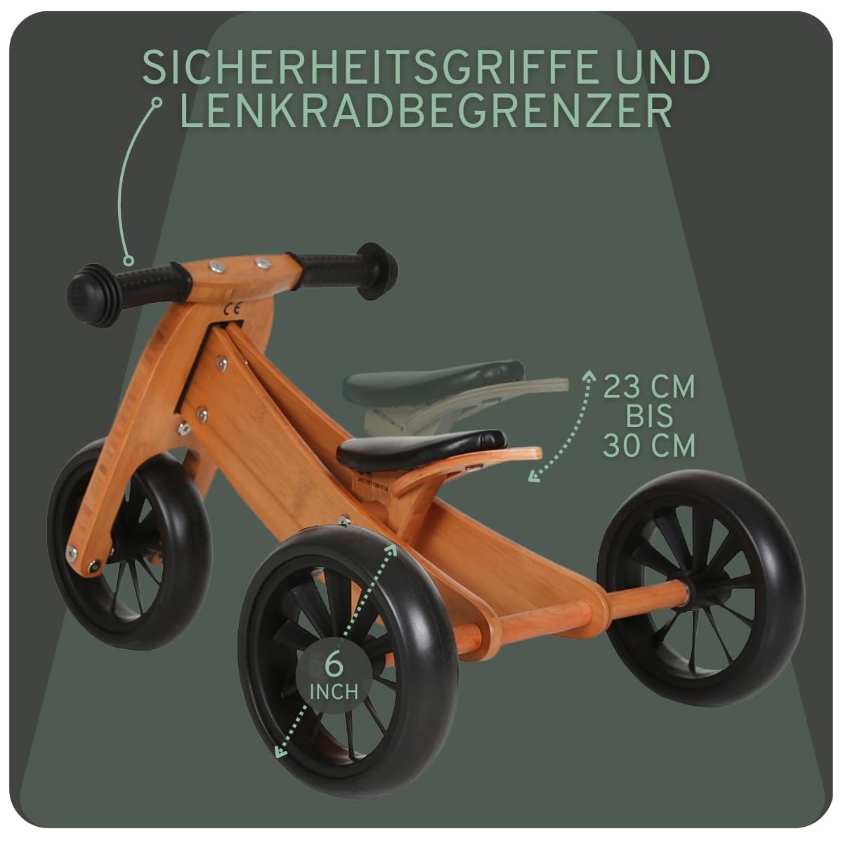 Bandits & Angels Wooden 4-in-1 Smartbike for children from 1 year (bamboo, unisex)