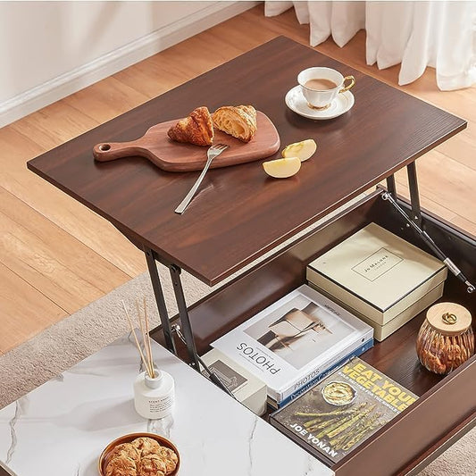 Aiorber height-adjustable coffee table is multifunctional with storage and height adjustment. Smart extendable sofa table, waterproof - 110 x 41 x 50 cm.