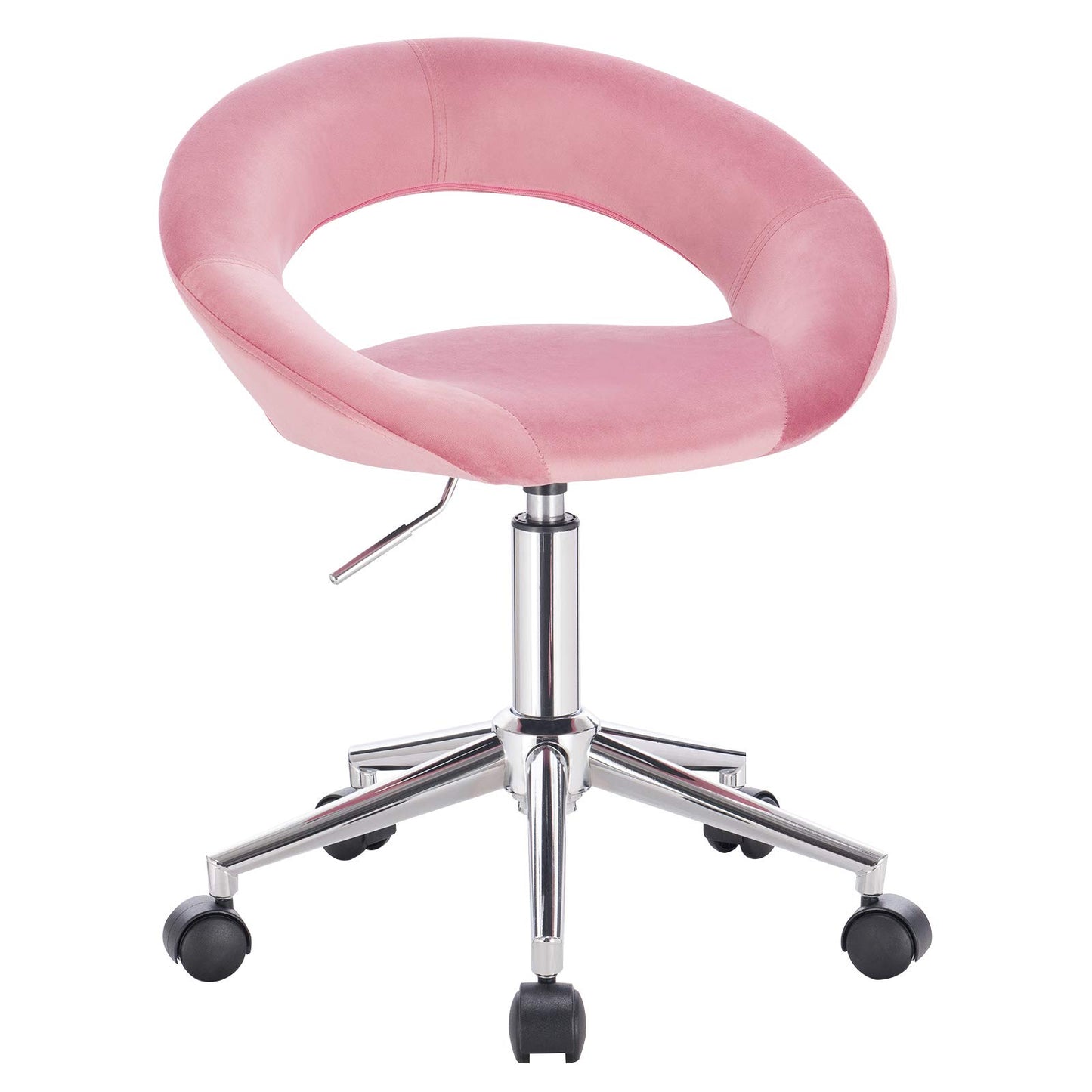 WOLTU BS100rs 1x work stool office stool swivel stool desk chair office chair cosmetic stool with wheels height adjustable, velvet, pink