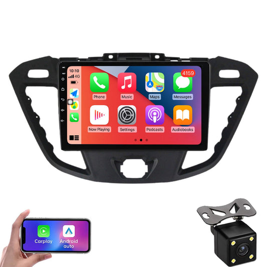 5G WiFi 8 Core 2+32GB Android 13 car stereo for Ford Tourneo Transit Custom 2013-2018 9" touchscreen headunit supports Bluetooth, Wireless CarPlay, Android Auto, GPS navigation with camera.