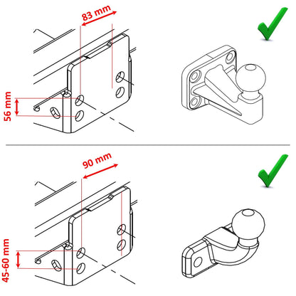 XIMPLIO adapter extension hook extension for flange ball trailer hitch with ABE (75 mm)