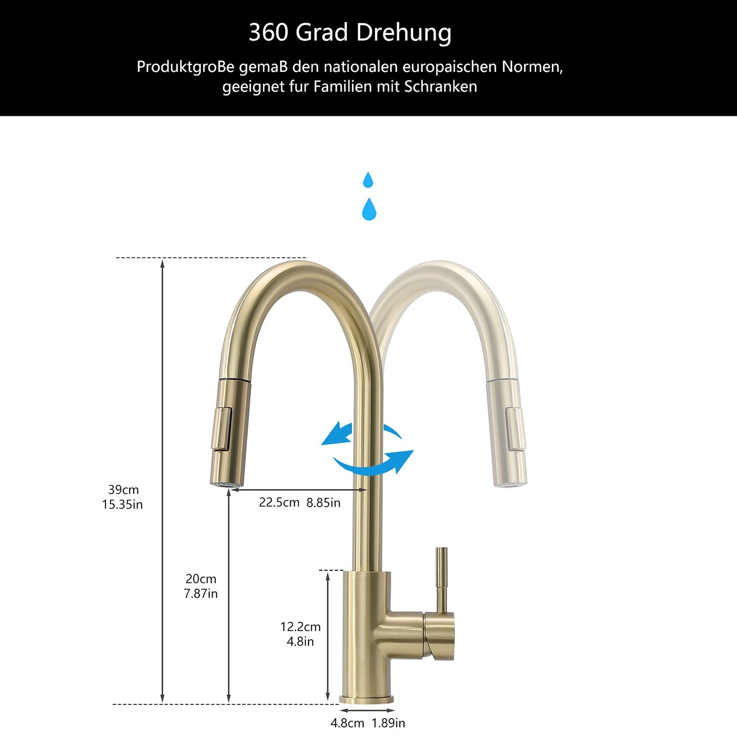 TIMACO Brushed Gold Kitchen Faucet with Pull-Out Sprayer Kitchen Sink Faucet 360° Swivel Mixer Tap for Kitchen Sink Single Handle Faucet for Kitchen Sink Dishwashing Faucet