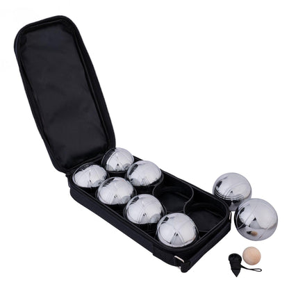 Engelhart - 010203 - Carrying bag with 8 Petanque Boules - Including distance measurer - Practical bag - Outdoor game - Metal boules and wooden cochonnet - Ages 6+