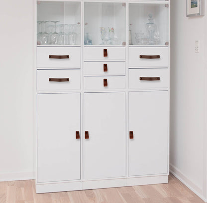 Brute Strength - Leather handles for furniture - Cognac - 6 pieces - 16.5 x 2.5 cm - Cabinet handle, door handle for kitchen, bathroom, cabinets, chest of drawers, wood