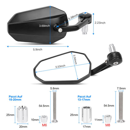 SUPAREE Motorcycle Mirror Universal Motorcycle Rearview Mirror Motorcycle Mirror E-approved 360° Rotatable with Robust Aluminum Alloy Compatible for Scooter Roller ATV (Left and Right)