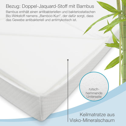 ELONEO Bed Wedge Topper 90 x 190 cm made of memory foam, mattress wedge pillow for bed elevation, wedge mattress, wedge-shaped mattress topper, elevation wedge, washable cover