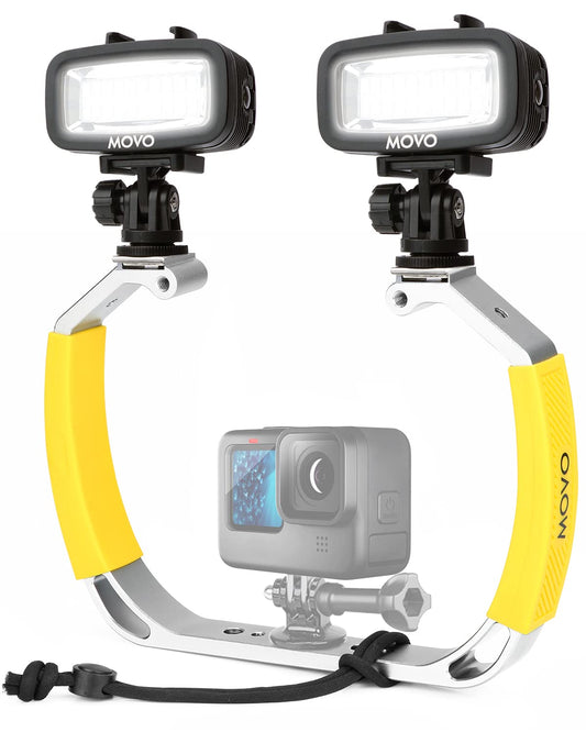 Movo DiveRig1 XL Diving Rig Bundle with Waterproof LED Lights - Compatible with GoPro Hero, HERO5, HERO6, HERO7, HERO8, HERO9, HERO10, and DJI Osmo Action Cam - Dive Gear for Underwater Camera