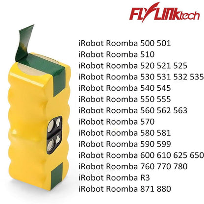 5500mAh battery for iRobot Roomba, FLYLINKTECH 14.4V replacement battery for Roomba, NI-MH battery for iRobot Roomba 500 600 700 800 Series compatible with R3 irobot 581 450 700 605 621 880 785 battery