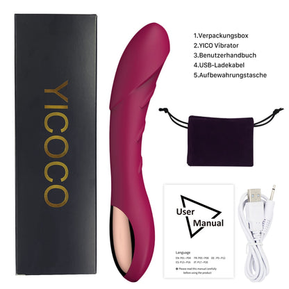 Silicone G-spot Vibrator Sex Toy Vibrator for her Clitoris quiet, Realistic Dildo Anal Vibrator for You Women and Couples with 12 Vibration Modes (Red Wine)