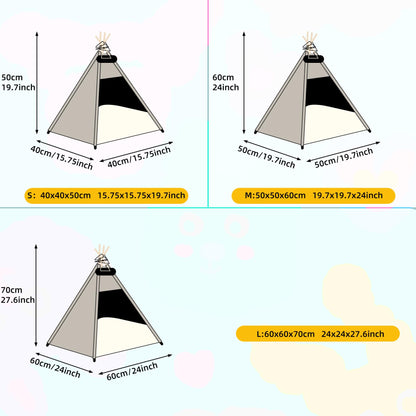 Whiwhi Tipi tent for pets, dog tent, cat tent with washable cushion. Pet tents, houses, dog caves, and pet houses. Foldable pet tent furniture 50x50x60cm.