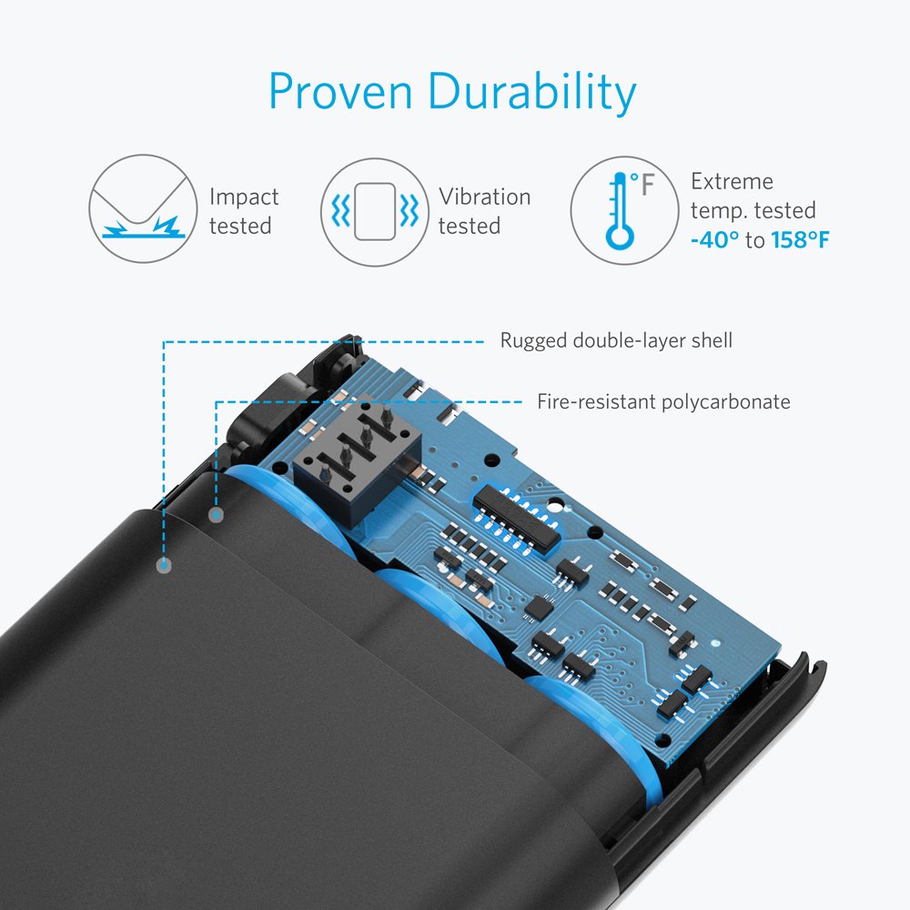 Anchor Powerbank PowerCore 10000mAh, the small and lightweight external battery, compact for iPhone XS Max/XR/XS/X/8/8Plus/7/6s/6Plus, iPad, Samsung Galaxy, and other smartphones (Black)