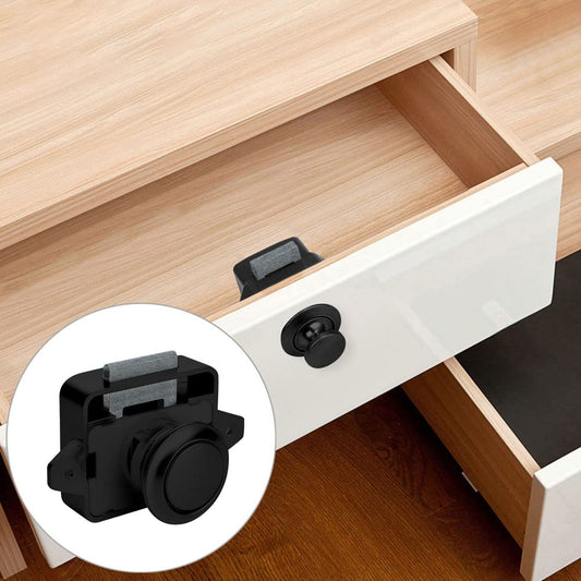 Opaltool 10 Pieces Push Button Catch Door Lock Black Door Knob Locking Push Button Lock suitable for 15-18mm Thickness Motorhome Boat Van RV Yacht Cabinet Door Cabinet