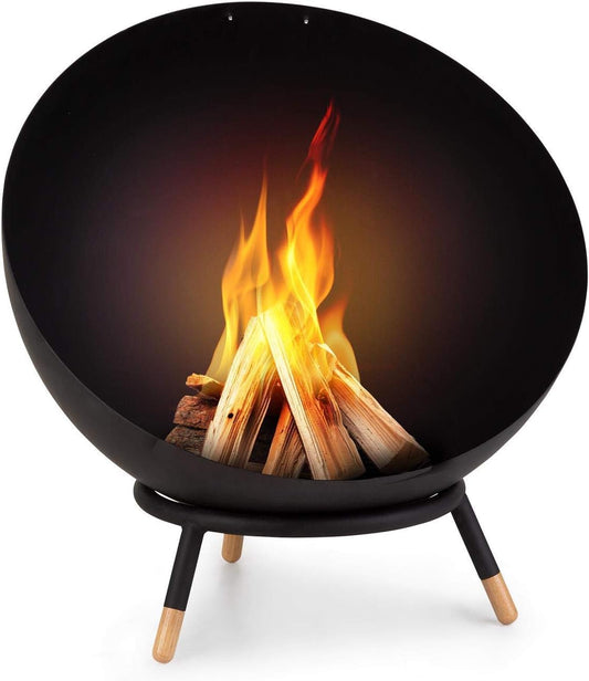 Blumfeldt Outdoor Fire Pit with 3-Leg Stand, Tilt-able Fire Bowls for Garden & Balcony, Camping, Large, Weatherproof Garden Fire Pit, 50x75x50 cm, Black