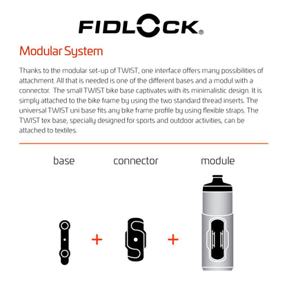 Fidlock TWIST bottle 590 + bike base - 590 ml bike water bottle with magnetic-mechanical bottle holder system, incl. holder, BPA-free & dishwasher safe, color Smoke