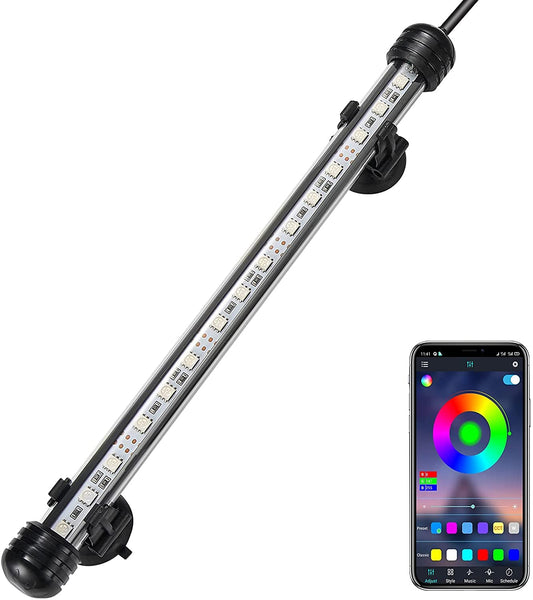 GreenSun aquarium lamp, aquarium lighting, LED aquarium light with app remote control, RGB multicolor, IP68 waterproof, for freshwater aquarium light 28cm