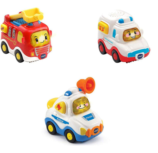 Vtech 80-242104 TUT TUT Baby Flitzer - 3-pack Emergency Vehicles (Firetruck, Ambulance, Police Car), Baby Cars, Multicolor
