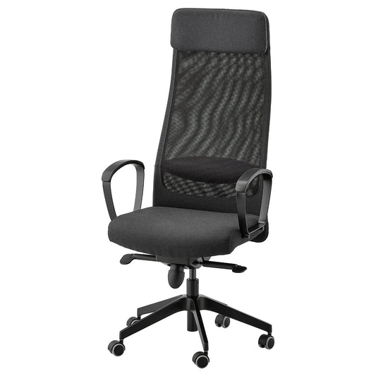 IKEA swivel chair Markus ergonomic office chair with adjustable tilt and head/armrests - Vissle dark gray - Medium-sized