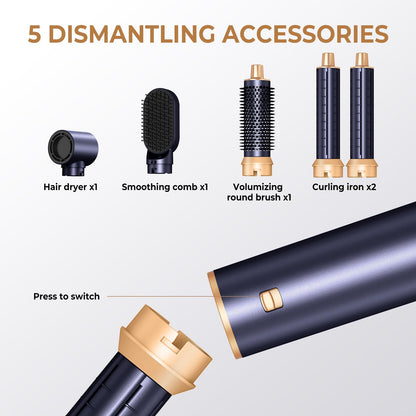 Air Styler 5 in 1 UKLISS 1000w Hair Dryer Brush, 30mm Air Curler, Detachable Hair Styler Tools for Drying, Curling, Straightening