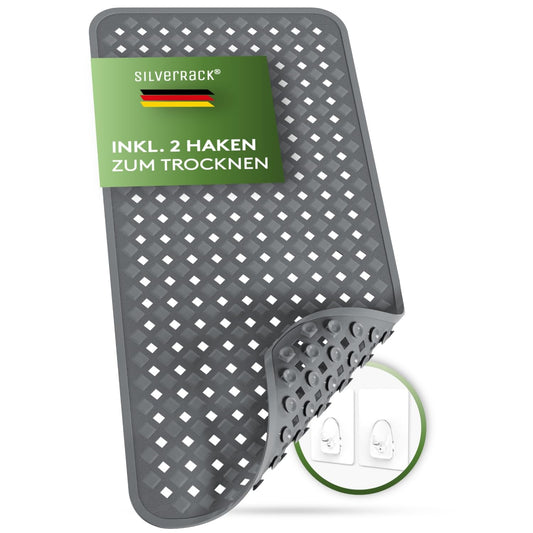 SilverRack bathtub mat 88x40 cm (anthracite) - non-slip mat for bathtub BPA free for children and babies - shower mat mold resistant & machine washable - non-slip bath mat