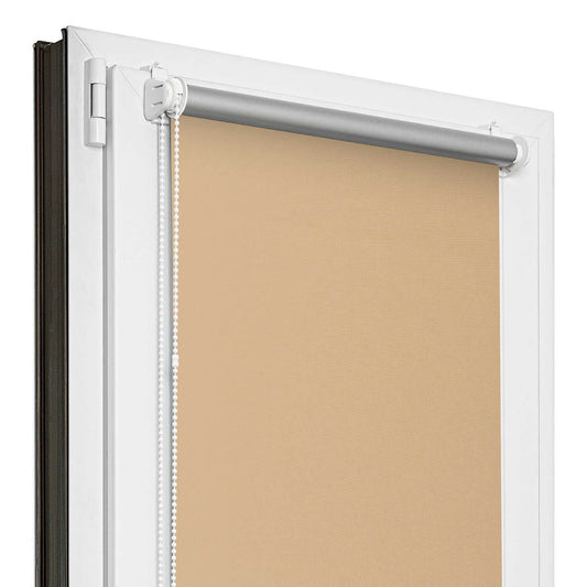 Estika blackout roller blind thermal roller blind without drilling - 145 cm x 120 cm - Beige - 13 fabric colors, roller blinds for windows without drilling, clamp fix roller blinds for windows inside (145 cm fabric width)