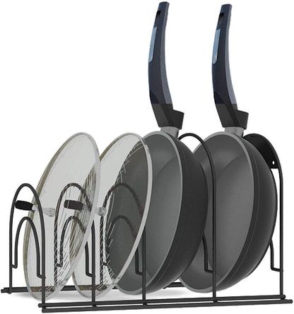 SASONCO Pan Organizer, Pot Organizer, sturdy 5-tier rack for cast iron pans, griddles, and flat pots, heavy-duty steel construction