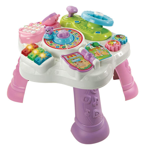Vtech Baby Activity Table pink - Colorful baby play table with 6 play areas and interactive features - Learn colors, numbers, animals, music, and shapes in a playful way - For children aged 12-36 months.