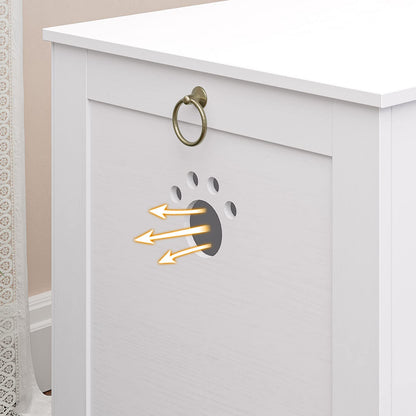 HOOBRO Cat Litter Box Cabinet, Wooden Cat Litter Box with Blinds Style Inside, Cute Cat Head Shaped Door Entry, 60 x 45 x 50 cm, White EWT60MW01