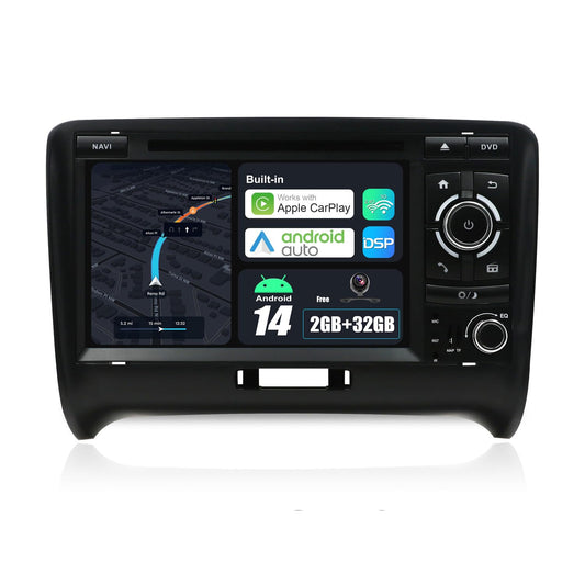 JOYX Android 10.0 Double Din Car Stereo Fits Audi TT 2006-2011 GPS Navigation | Rearview Camera Canbus FREE | 2G+32G | 7 Inch | Support Dab+ Steering Wheel Control 4G WiFi Carplay Bluetooth