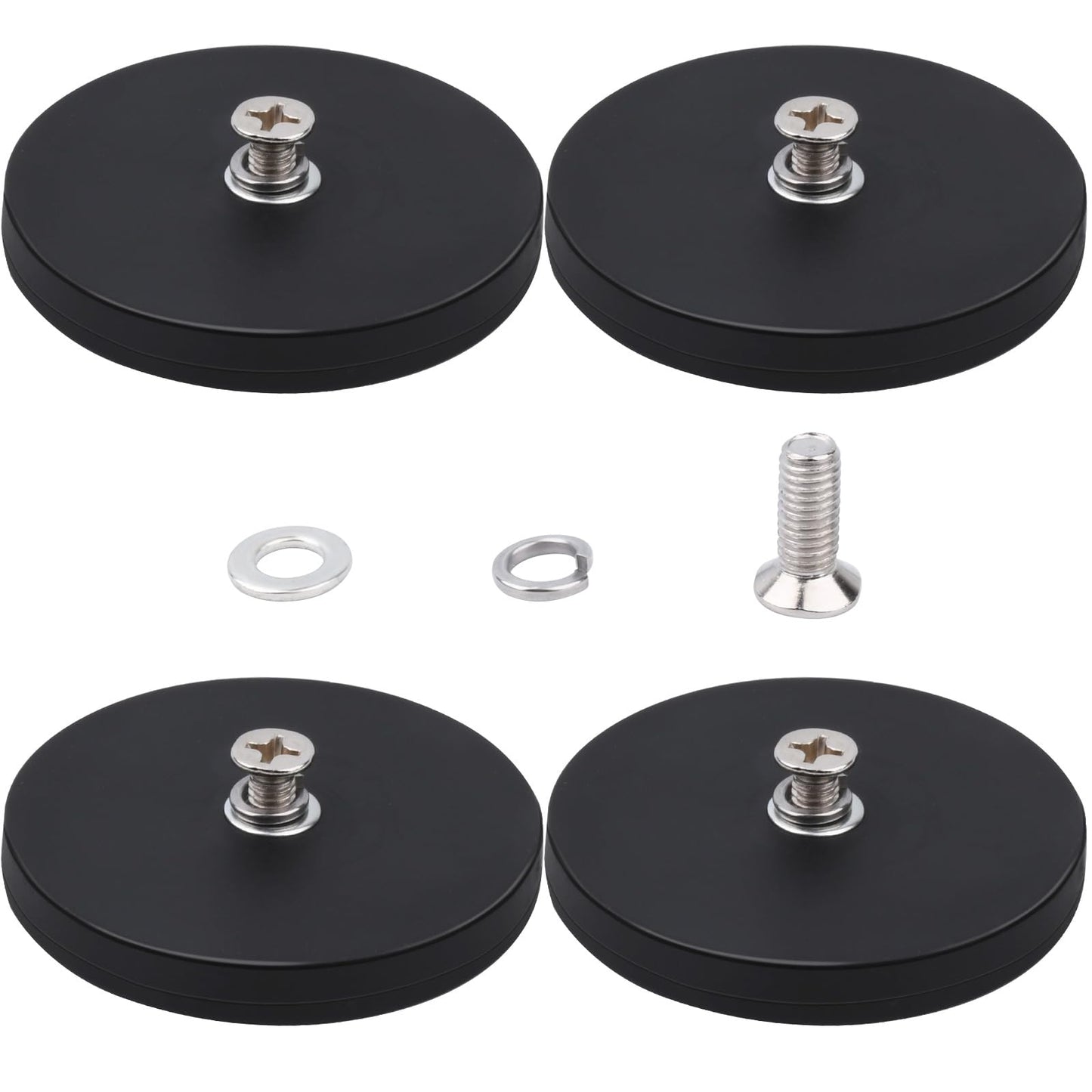 Aenienoe Neodymium Magnets Rubberized 66mm Threaded Magnet 30kg Very Strong Magnets Thread, Rubberized Magnets Inner Thread M6 4 Pieces