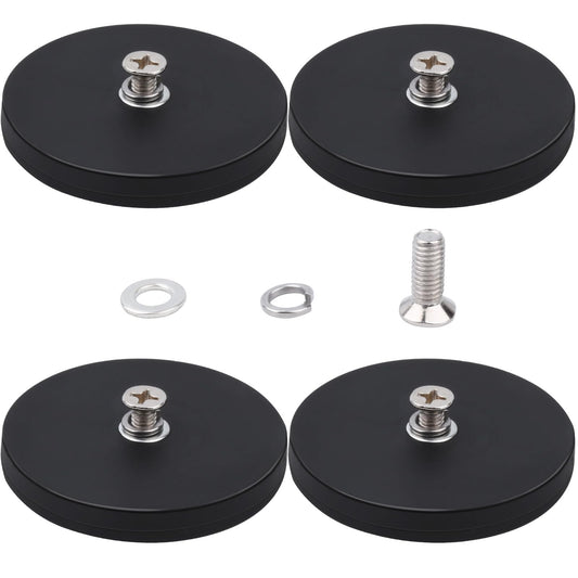 Aenienoe Neodymium Magnets Rubberized 66mm Threaded Magnet 30kg Very Strong Magnets Thread, Rubberized Magnets Inner Thread M6 4 Pieces