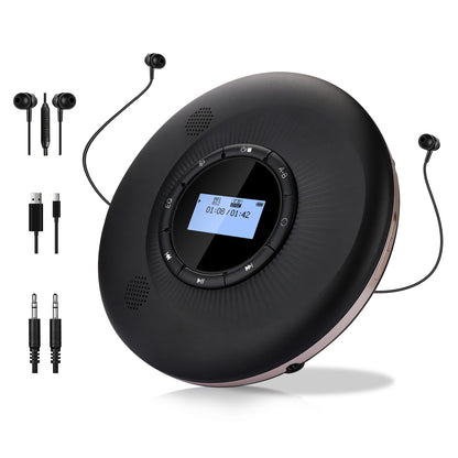Portable CD player with Bluetooth rechargeable 1500mAh car CD player with Bluetooth and stereo dual speakers anti-skip for car home travel personal discman CD player portable