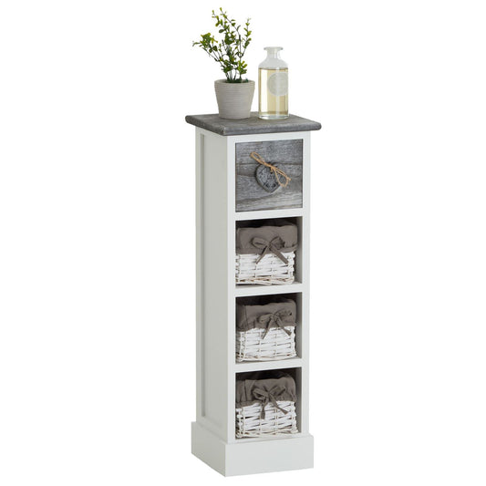 CARO-Möbel Flower shelf with drawers in white, shabby-chic vintage look, with decorative drawer and 3 baskets.