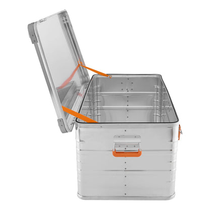 Aluminum box aluminum case lockable E141 - Premium aluminum storage box 141 liters - lid with aluminum die-cast stacking corners and rubber seal - includes locks