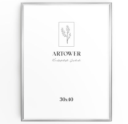 Artower® Picture Frame Silver Metal Thin Frame for 30 x 40 cm | Poster Frame Large Collage | Picture Frame Metal 30x40 cm | Aluminum Slim Picture Frame | Silver Poster Frame