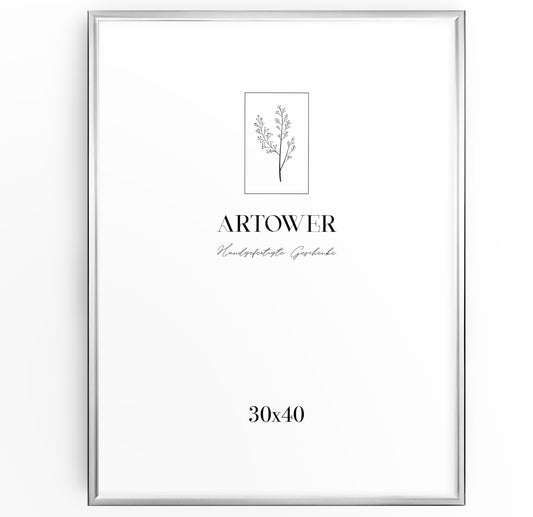 Artower® Picture Frame Silver Metal Thin Frame for 30 x 40 cm | Poster Frame Large Collage | Picture Frame Metal 30x40 cm | Aluminum Slim Picture Frame | Silver Poster Frame