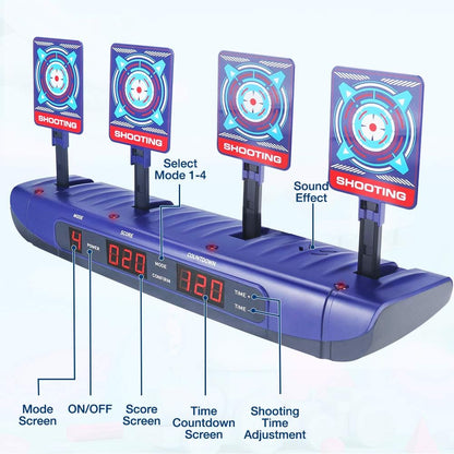 Dreamy Cubby Target for Nerf Gun, Foam Blaster Sets, 4 Game Modes & 4 Targets Electronic Scoring Automatic Reset Digital Toy for 6 7 8 9 10 Year Old Kids Easter Gift