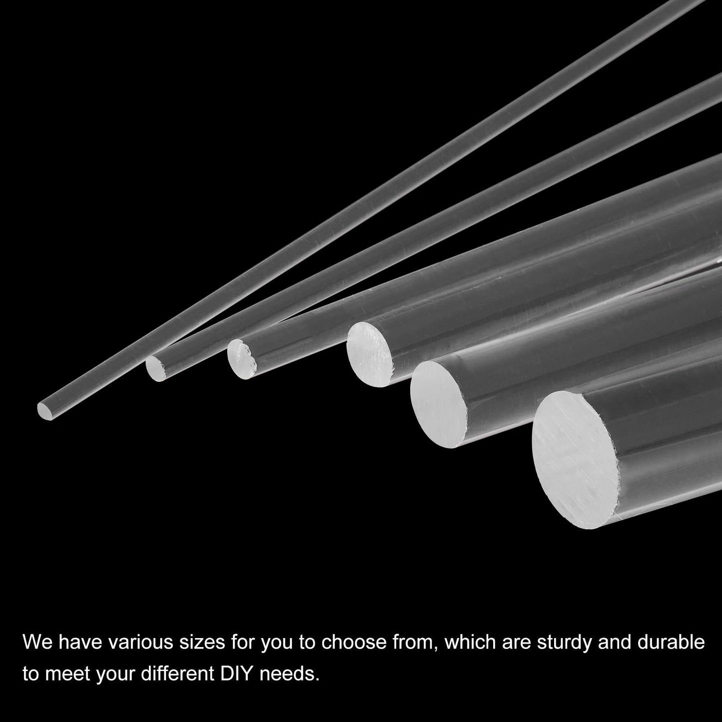 QUARKZMAN 15 Pieces Acrylic Plastic Round Rod 8mm x 300mm PMMA Acrylic Plastic Bar Transparent Acrylic Rods for DIY Handmade Crafts Lighting Garden Decorations - 5/16" x 12"