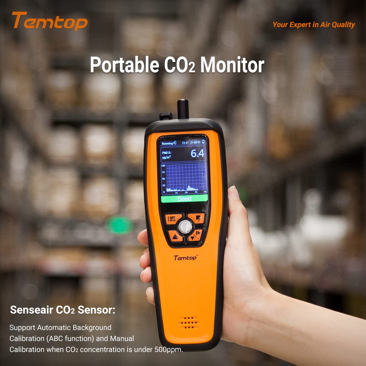 Temtop CO2 meter, carbon dioxide meter, air quality meter for CO2 particles PM2.5 PM10, home air quality monitor, M2000C 2nd