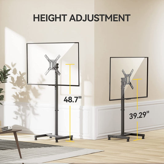 AM alphamount TV Stand TV Floor Stand for 13-50 Inch Flat & Curved TVs up to 20 KG, Monitor TV Stand with Tilt, Adjustable TV Stand Foot Max. VESA 200 x 200 mm
