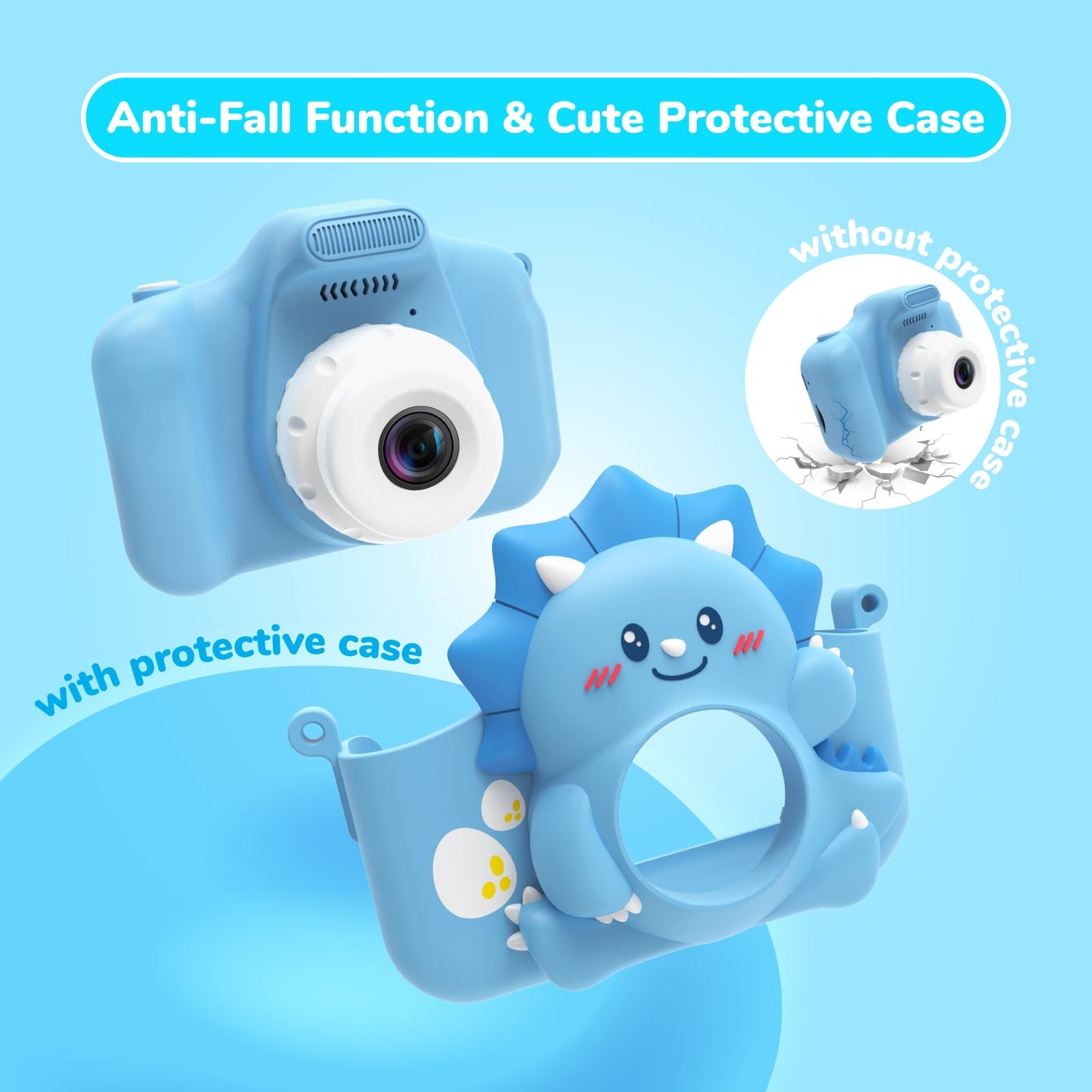 Children's camera, HiMont digital camera for kids with 32GB TF card & 2.0" screen, 1080P kids camera & selfie video camera, gifts for birthday Christmas, toys for 3-12 girls boys (Blue)