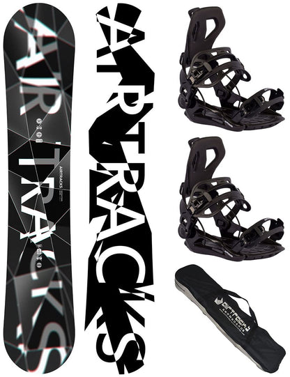 Airtracks Men's Snowboard Set Freeride Freestyle - Refractions Game Wide Snowboard 159 - Softbinding Master L - SB Bag