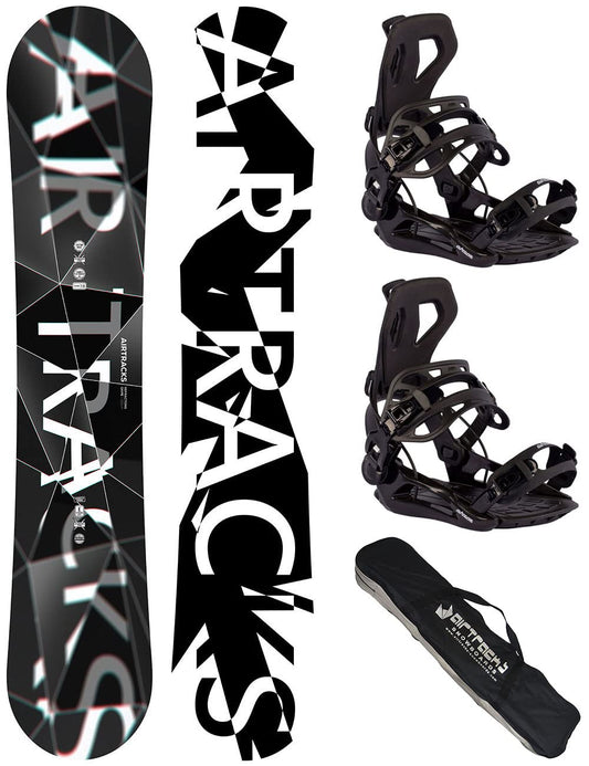 Airtracks Men's Snowboard Set Freeride Freestyle - Refractions Game Wide Snowboard 159 - Softbinding Master L - SB Bag