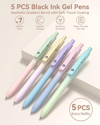 Four Candies 39-Piece School Supplies with Pencil Case, 12 Pastel Highlighters, 5 Gel Pens, 6 Mechanical Pencil Set, Aesthetic Pens, and Cool Stuff for Teenage Girls School Essentials Clean Girl (Cream)